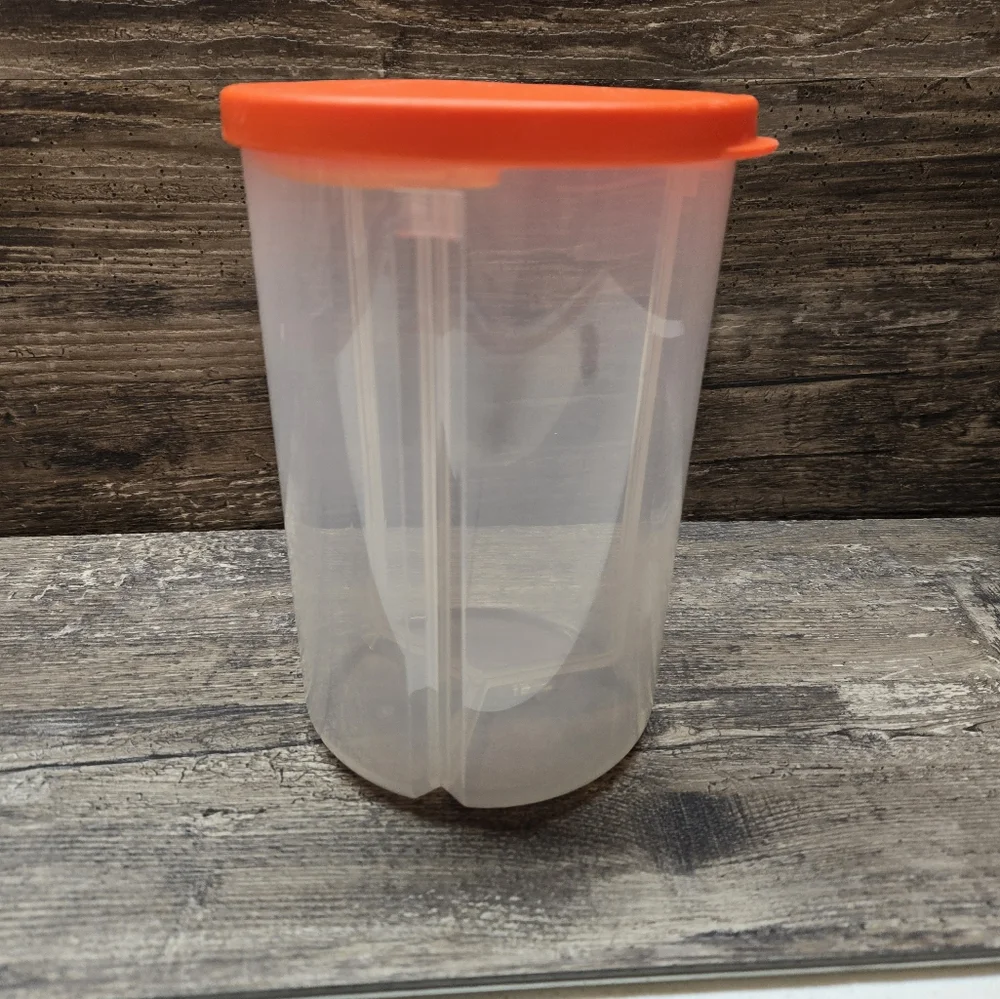 Tupperware 3-N-1 Divided Canister Orange 6 Cup #5878A-2‎ Missing Divider